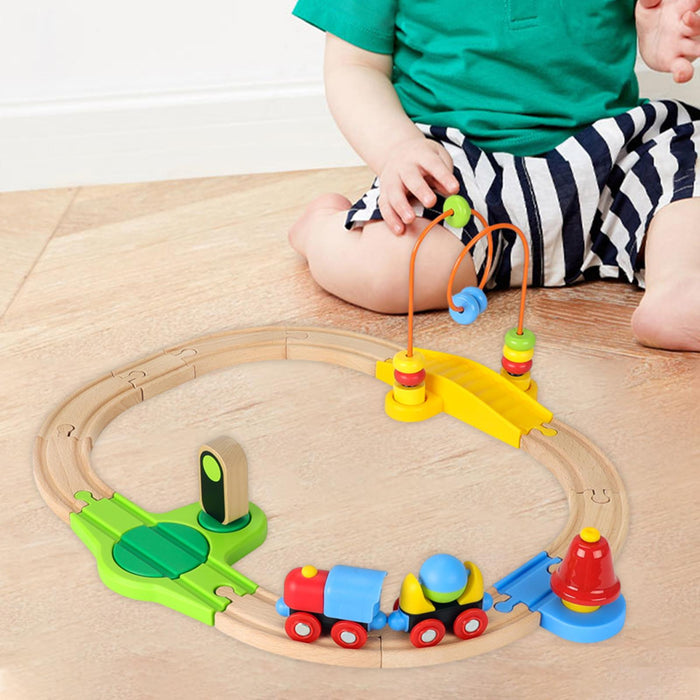 Crofta Wooden Train Set for Toddlers Kids Valentines Day Gifts for Preschool Age 3~6