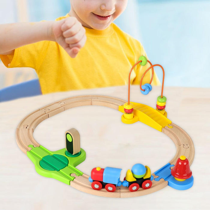 Crofta Wooden Train Set for Toddlers Kids Valentines Day Gifts for Preschool Age 3~6