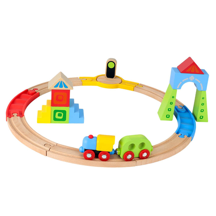 Crofta Wooden Train Set for Toddlers Kids Valentines Day Gifts for Preschool Age 3~6