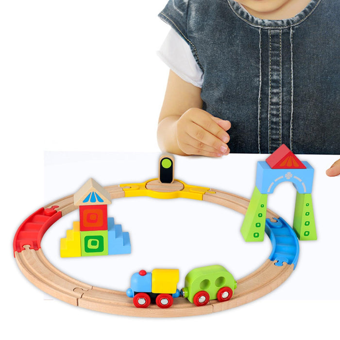 Crofta Wooden Train Set for Toddlers Kids Valentines Day Gifts for Preschool Age 3~6