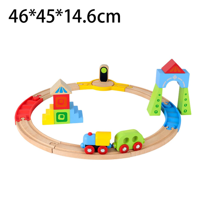 Crofta Wooden Train Set for Toddlers Kids Valentines Day Gifts for Preschool Age 3~6