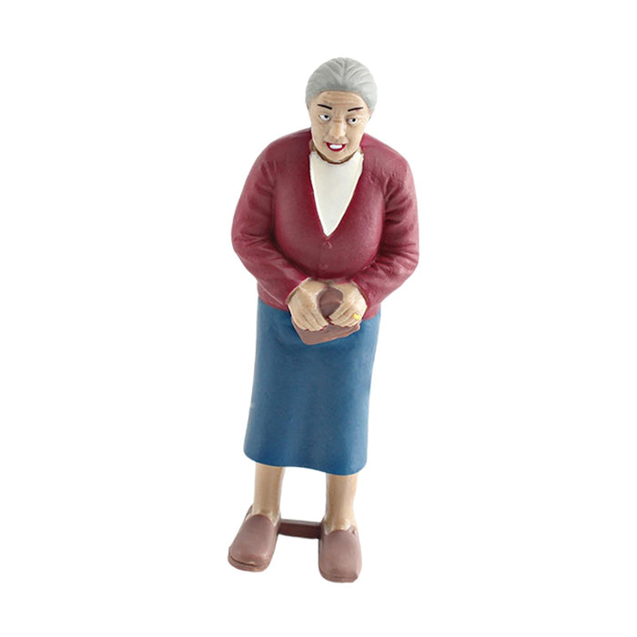 Crofta Miniature People Figurine DIY Projects Handpainted Model Train People Figure Grandma