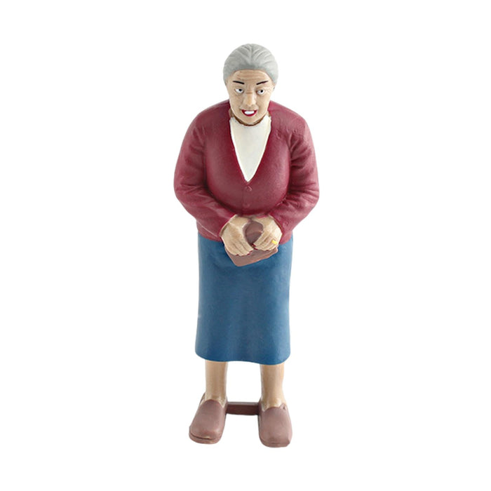 Crofta Miniature People Figurine DIY Projects Handpainted Model Train People Figure Grandma