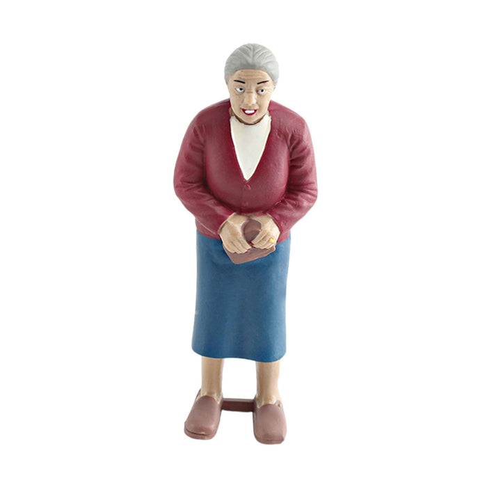 Crofta Miniature People Figurine DIY Projects Handpainted Model Train People Figure Grandma