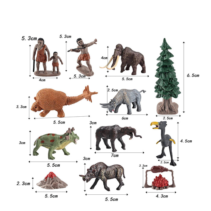 Crofta 12Pcs Mini Prehistoric Animal Model Holiday Present Ancient Animal Figurines Style B