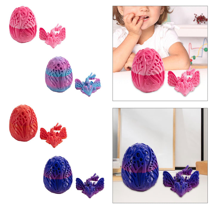 Crofta 3D Printed Dragon in Egg Handmade Dragon Figurine Decor for Home Car Desktop Pink