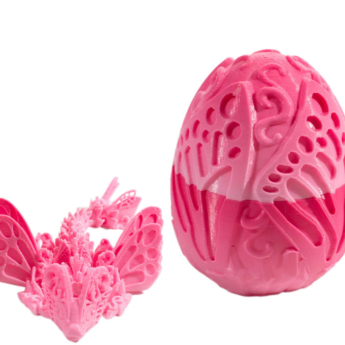 Crofta 3D Printed Dragon in Egg Handmade Dragon Figurine Decor for Home Car Desktop Pink