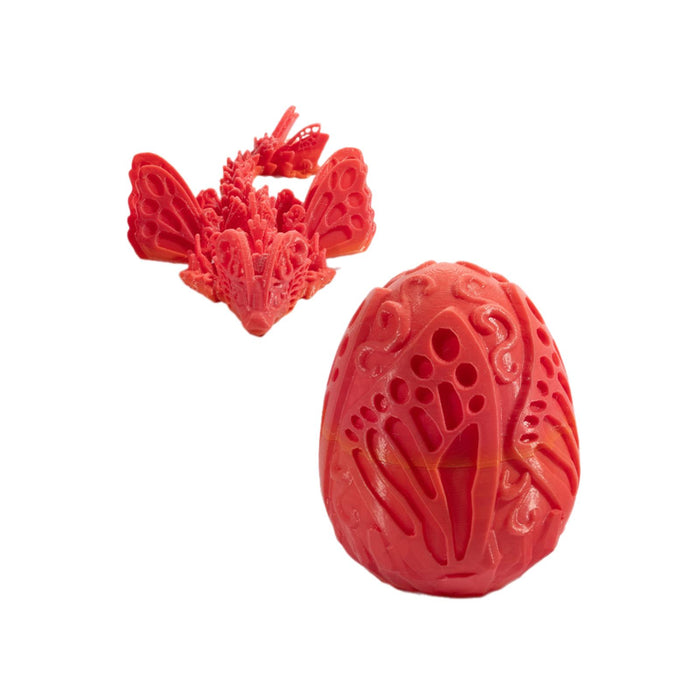 Crofta 3D Printed Dragon in Egg Handmade Dragon Figurine Decor for Home Car Desktop Red