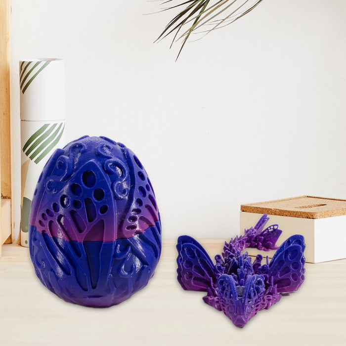 Crofta 3D Printed Dragon in Egg Handmade Dragon Figurine Decor for Home Car Desktop Blue