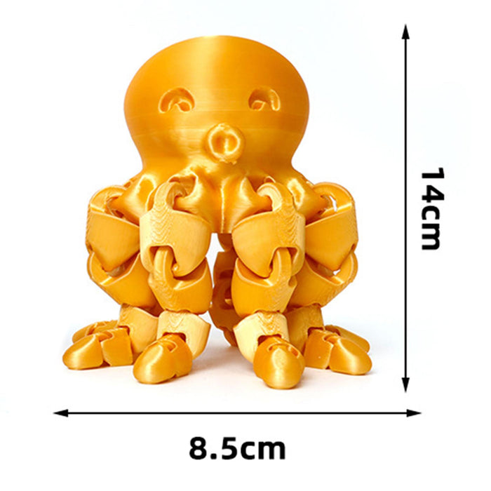 Crofta 3D Printed Octopod Animals Toy Decoration 3D Printing for Birthday Gifts yellow