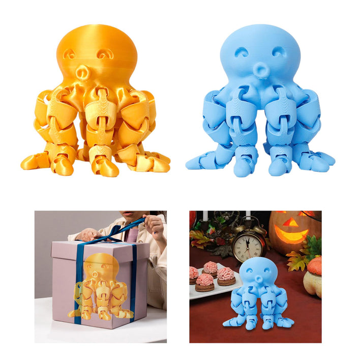 Crofta 3D Printed Octopod Animals Toy Decoration 3D Printing for Birthday Gifts yellow