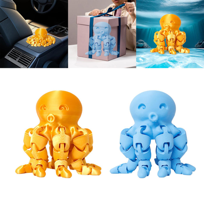 Crofta 3D Printed Octopod Animals Toy Decoration 3D Printing for Birthday Gifts yellow