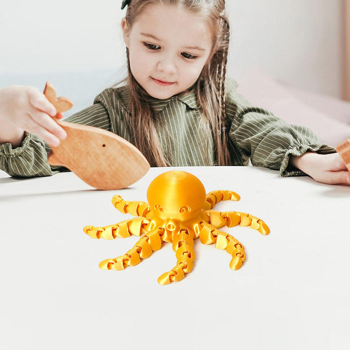 Crofta 3D Printed Octopod Animals Toy Decoration 3D Printing for Birthday Gifts yellow