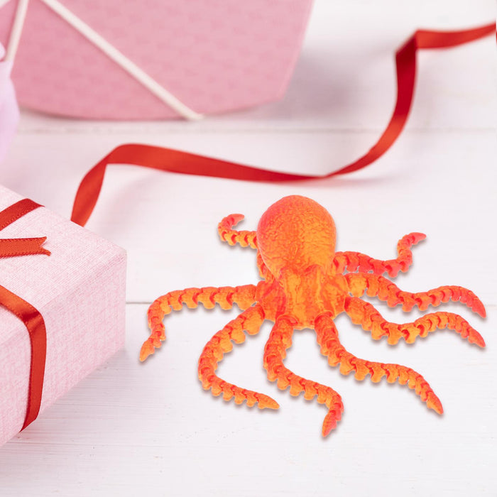 Crofta 3D Printed Octopus Animals Toy DIY Fidget for Birthday Festivals Funny Gifts 19cm Red