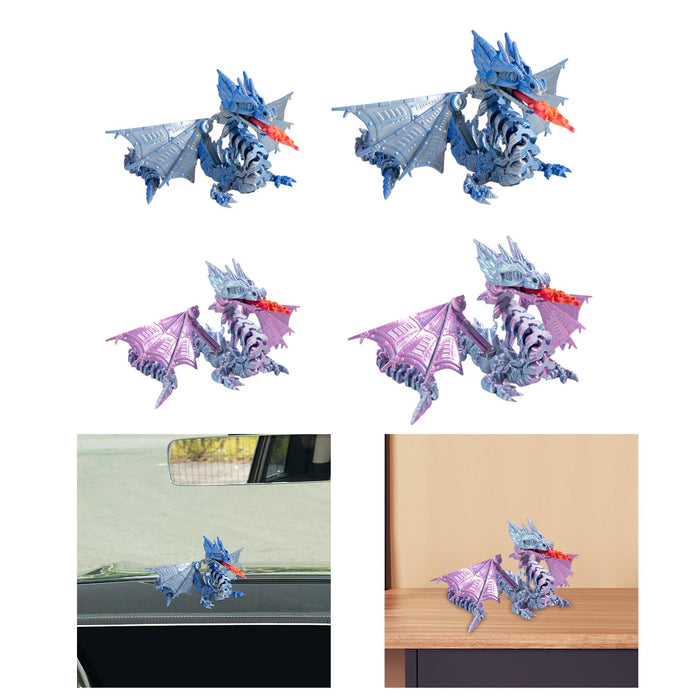 Crofta 3D Printed Dragon for Kids Collectible for Table Desktop Ornament Decoration Blue Mini