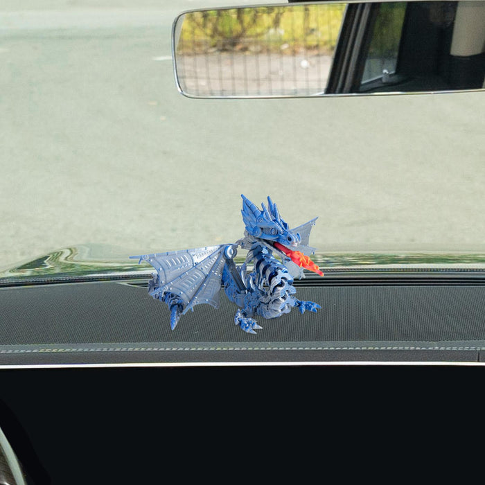 Crofta 3D Printed Dragon for Kids Collectible for Table Desktop Ornament Decoration Blue Mini