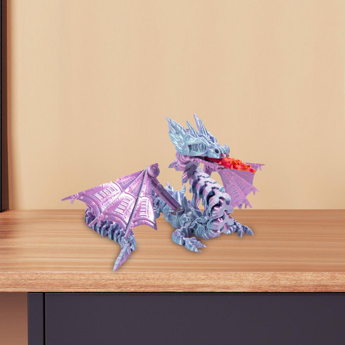 Crofta 3D Printed Dragon for Kids Collectible for Table Desktop Ornament Decoration Mini Fantasy blue