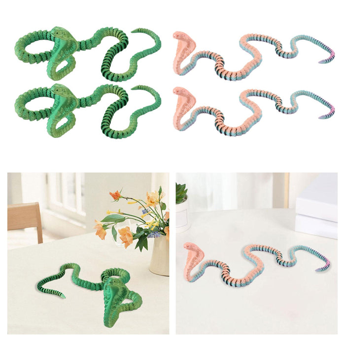 Crofta 3D Printed Snake Toy DIY Flexible Tricks Gags Unique Kid Gifts Animal Model green 80cm