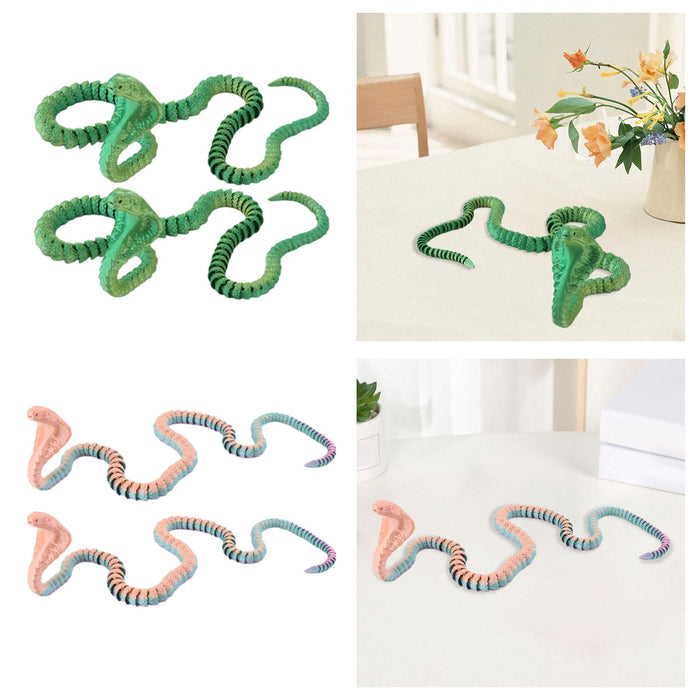 Crofta 3D Printed Snake Toy DIY Flexible Tricks Gags Unique Kid Gifts Animal Model green 80cm