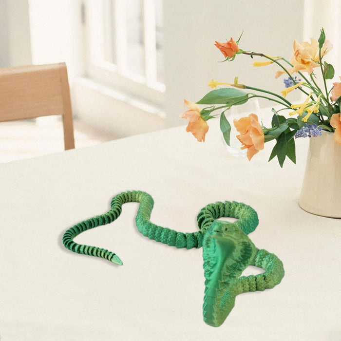 Crofta 3D Printed Snake Toy DIY Flexible Tricks Gags Unique Kid Gifts Animal Model green 80cm