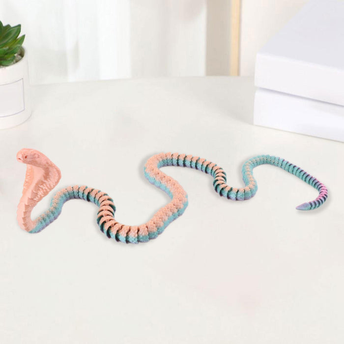 Crofta 3D Printed Snake Toy DIY Flexible Tricks Gags Unique Kid Gifts Animal Model pink 60cm