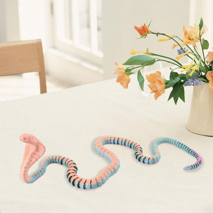 Crofta 3D Printed Snake Toy DIY Flexible Tricks Gags Unique Kid Gifts Animal Model pink 60cm