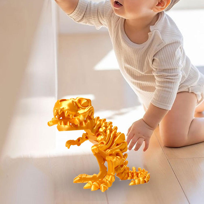 Crofta 3D Printed Dinosaur Toy Novelty Articulated Figurines for Holiday Car Office Golden