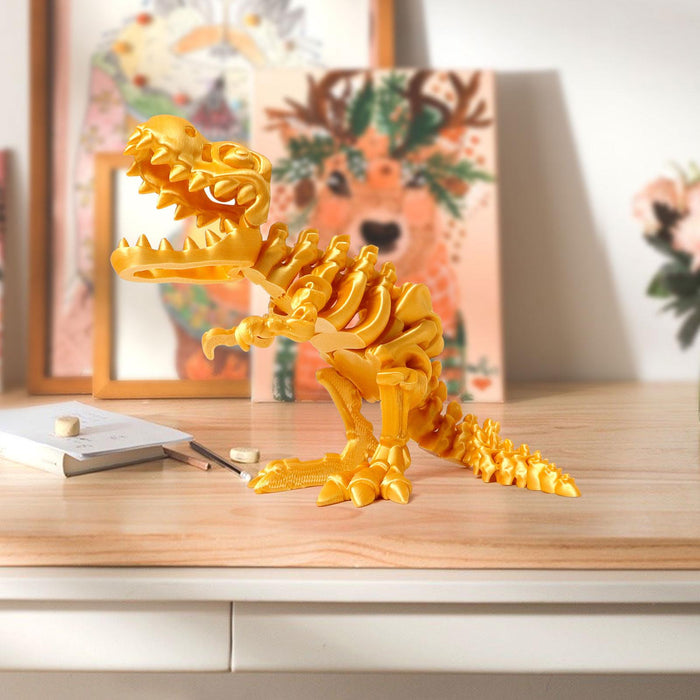 Crofta 3D Printed Dinosaur Toy Novelty Articulated Figurines for Holiday Car Office Golden