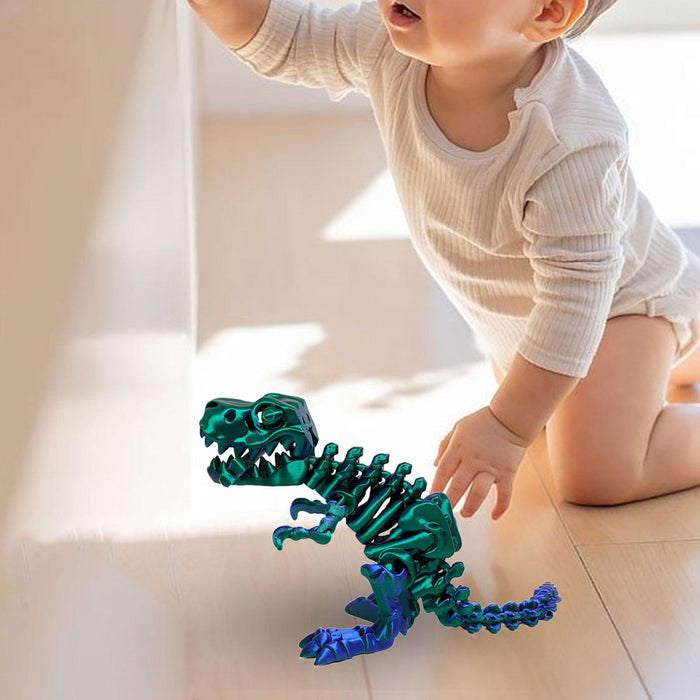 Crofta 3D Printed Dinosaur Toy Novelty Articulated Figurines for Holiday Car Office Blue Green