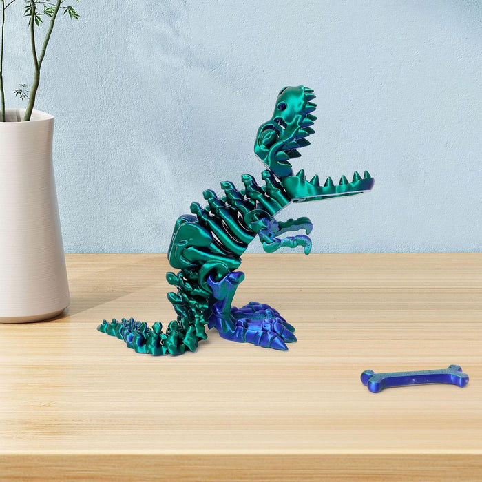 Crofta 3D Printed Dinosaur Toy Novelty Articulated Figurines for Holiday Car Office Blue Green