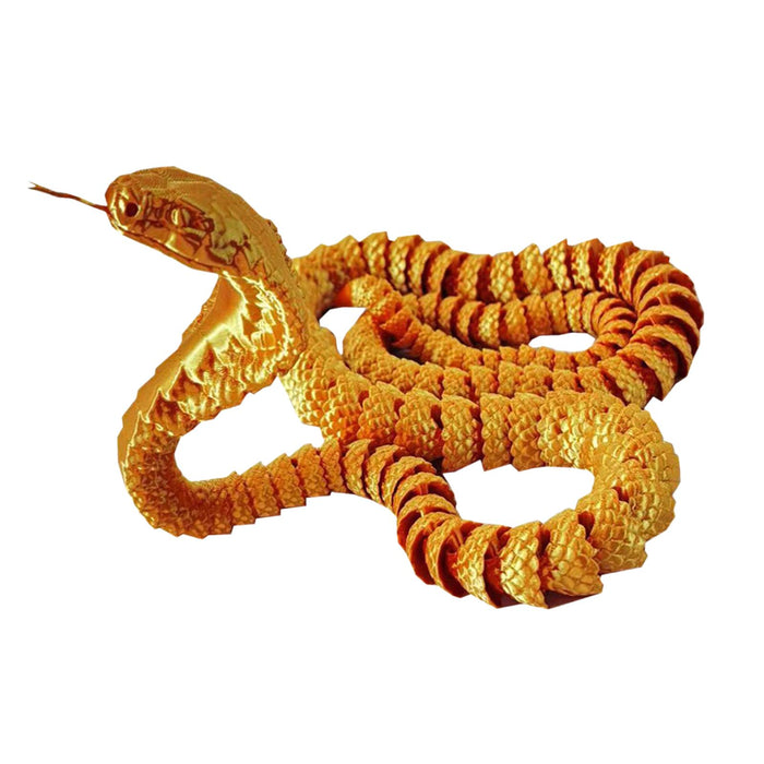 Crofta 3D Printed Snake Toy Unique Funny Gifts DIY Props Flexible Aquarium Ornament gold