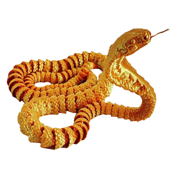 Crofta 3D Printed Snake Toy Unique Funny Gifts DIY Props Flexible Aquarium Ornament gold