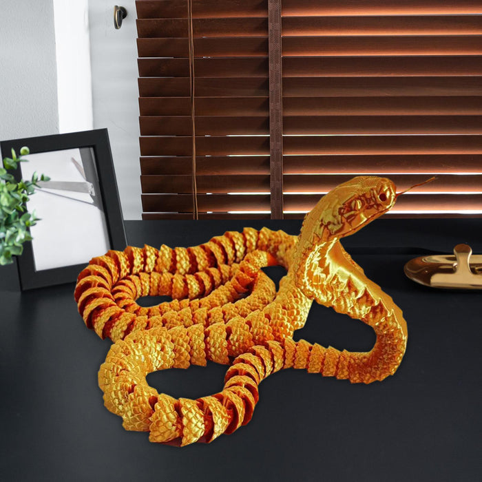 Crofta 3D Printed Snake Toy Unique Funny Gifts DIY Props Flexible Aquarium Ornament gold