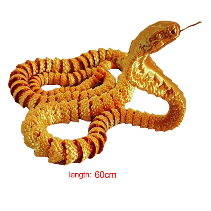 Crofta 3D Printed Snake Toy Unique Funny Gifts DIY Props Flexible Aquarium Ornament gold