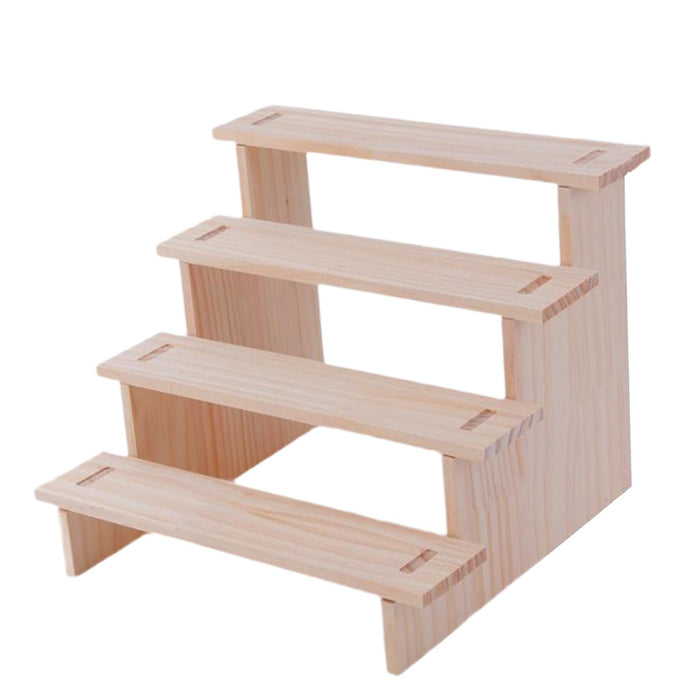 Crofta Wooden Display Riser Stand Action Figures Storage Shelf for Toys Living Room 4 layer