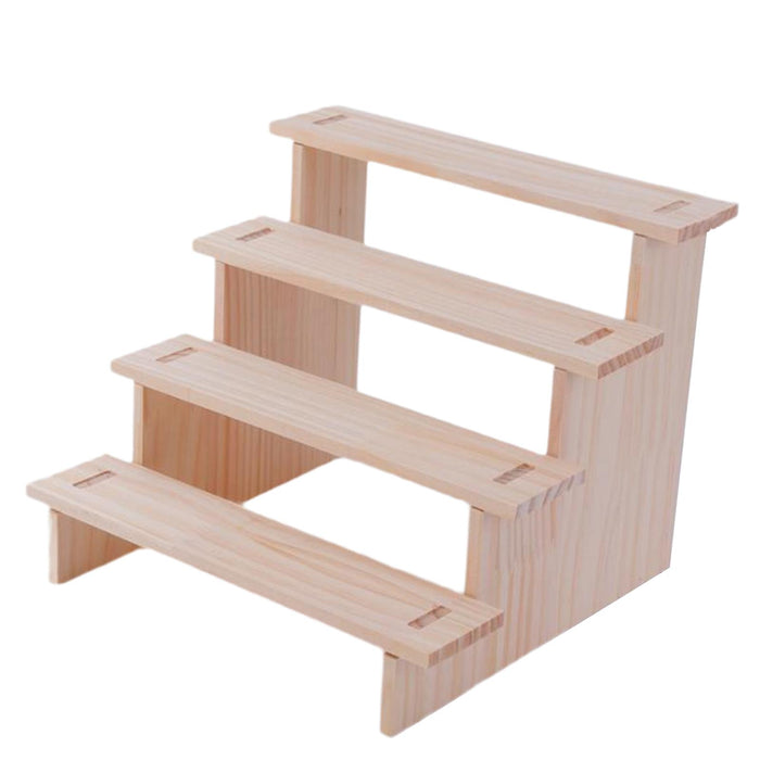 Crofta Wooden Display Riser Stand Action Figures Storage Shelf for Toys Living Room 4 layer