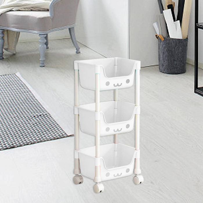 Crofta 3 Tier Storage Cart with Wheel Household Cart for Garage Office Laundry Room Style B