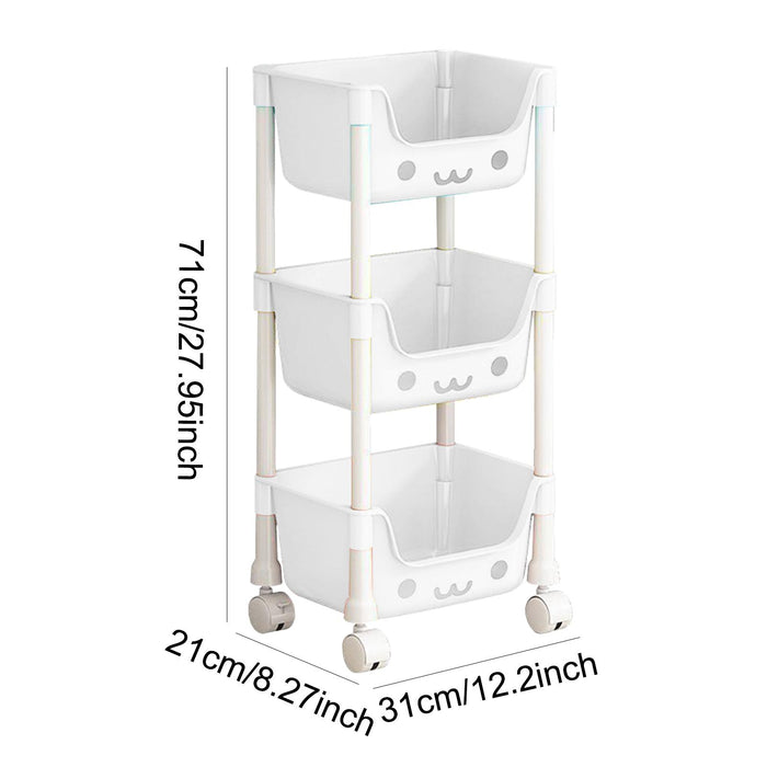 Crofta 3 Tier Storage Cart with Wheel Household Cart for Garage Office Laundry Room Style B