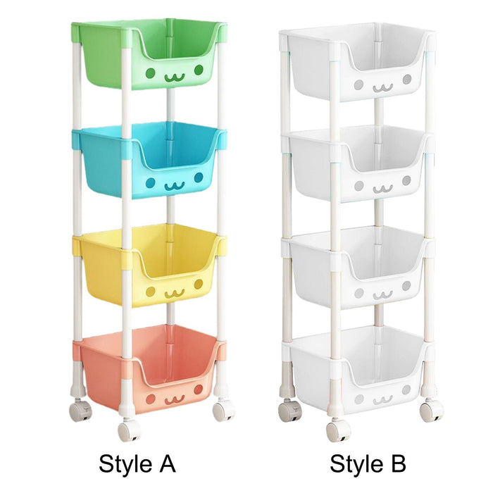 Crofta 4 Tier Storage Cart with Wheel Household Cart for Office Laundry Room Garage Style A