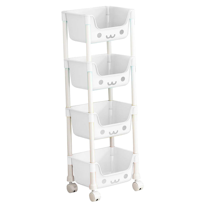 Crofta 4 Tier Storage Cart with Wheel Household Cart for Office Laundry Room Garage Style B