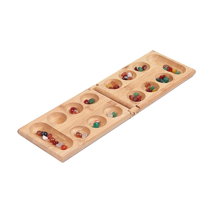 Crofta Wood Foldable Mancala Board Party Game 48 Beads for Family Ages 7+ Teen