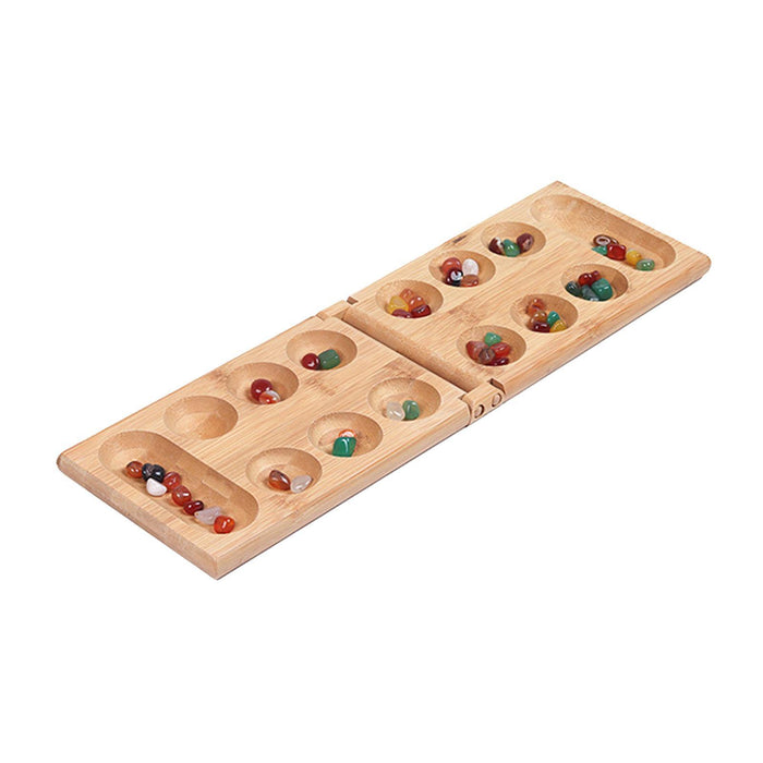 Crofta Wood Foldable Mancala Board Party Game 48 Beads for Family Ages 7+ Teen