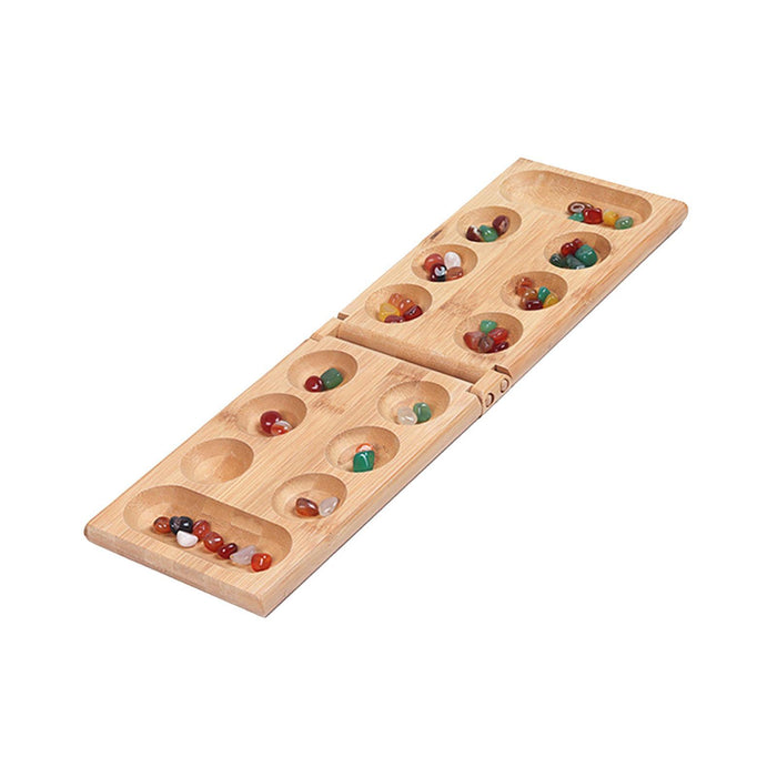 Crofta Wood Foldable Mancala Board Party Game 48 Beads for Family Ages 7+ Teen