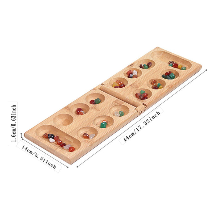 Crofta Wood Foldable Mancala Board Party Game 48 Beads for Family Ages 7+ Teen