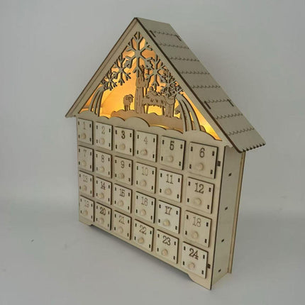 Crofta Xmas Advent Calendar Christmas Wooden Advent Calendar House for Holiday