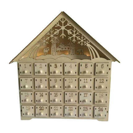 Crofta Xmas Advent Calendar Christmas Wooden Advent Calendar House for Holiday