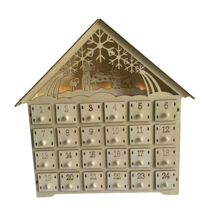 Crofta Xmas Advent Calendar Christmas Wooden Advent Calendar House for Holiday