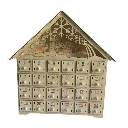 Crofta Xmas Advent Calendar Christmas Wooden Advent Calendar House for Holiday