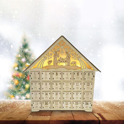 Crofta Xmas Advent Calendar Christmas Wooden Advent Calendar House for Holiday