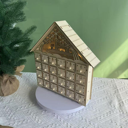 Crofta Xmas Advent Calendar Christmas Wooden Advent Calendar House for Holiday